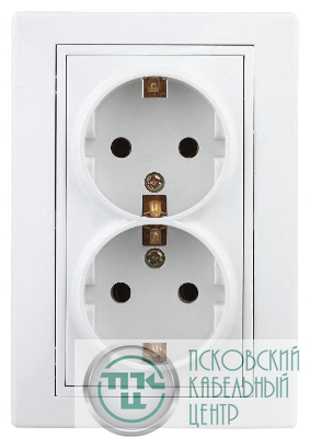 Розетка 2-м СП Plano 1-205-01 16А IP20 250В 2х2P+E Schuko бел. Intro Б0053915