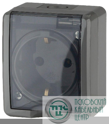 Розетка 1-м ОП Эра Эксперт 11-2402-03 16А IP54 16AX 250В 2P+E защ. шторки сер. Эра Б0020715