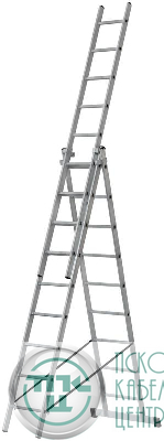 Лестница трехсекционная 3х9 H=257/426/591см 11.18кг алюм. FIT 65434