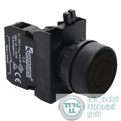 Кнопка нажимная круглая с фиксацией (1НО) черн. EMAS CP100FH