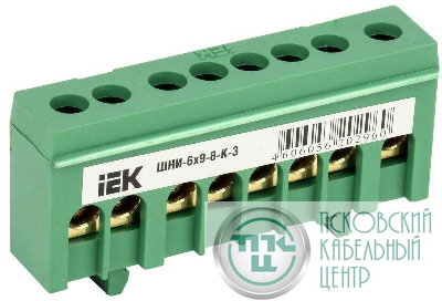 Шина PE "земля" в корп. изол. на DIN-рейку ШНИ-6х9-8-К-З зел. IEK YNN10-69-8KD-K06