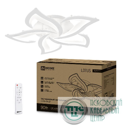 Светильник светодиодный ELEGANT LOTUS 90Вт 3000-6500К 7000лм 230В 590х570х90мм с пультом ДУ бел. IN HOME 4690612051505
