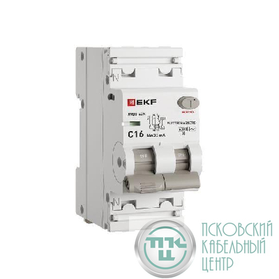 Выключатель автоматический дифференциального тока 2п (1P+N) C 16А 30мА тип AC 6кА АВДТ-63N (электромех.) PROxima EKF D63N26M16C30
