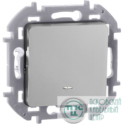 Переключатель 1-кл. 1п 1мод. СП Inspiria 10А IP20 250В 10AX с подсветкой/индикацией механизм алюм. IEK 673662