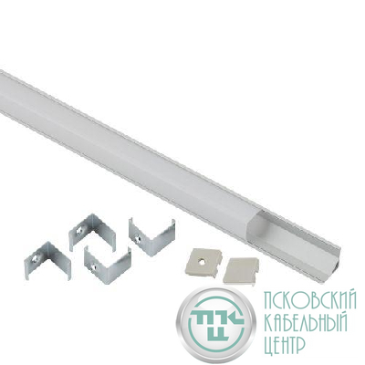 Комплект с угловом накладным анодир. профилем CAB280 16х16мм 2м и квадратным экраном 2м 1616S Эра Б0039466