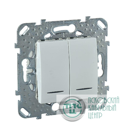 Механизм выключателя 2-кл. СП UNICA 10А IP20 с индик. бел. SchE MGU5.0101.18NZD