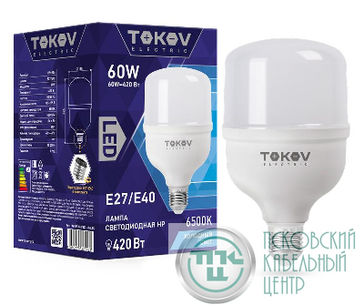 Лампа светодиодная 60Вт HP 6500К Е40/Е27 176-264В TOKOV ELECTRIC TKE-HP-E40/E27-60-6.5K