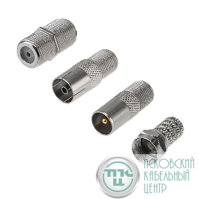 Набор антенный №10 кабель RG-6U 5м штекер F (4шт) бочка (1шт) переходник гнездо F - шт TV (2шт) переходник гнездо F - гнездо TV (1шт) Rexant 06-3089