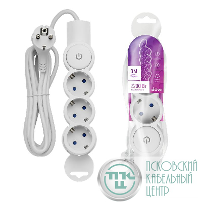 Удлинитель 3х3м с заземл. 3Gх0.75 с выкл. защ. шторки REV 32008 3