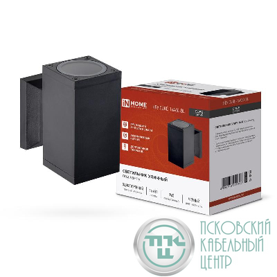 Светильник НБУ CUBE-1хA60-BL E27 IP65 уличный настен. односторон. под лампу 1хA60 алюм. черн. IN HOME 4690612045146