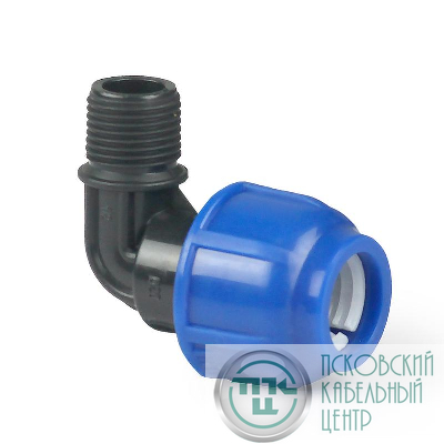 Отвод компрессионный наружн. резьба PN16 d25х3/4дюйм для ПЭ труб RTP 14697