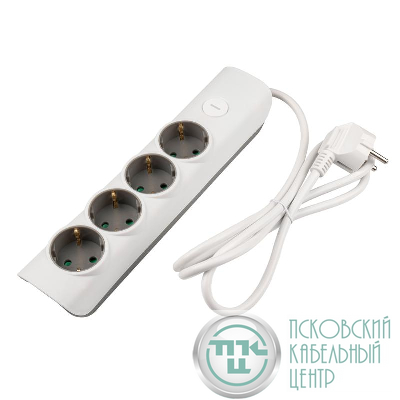 Удлинитель 4х1.4м с заземл. с выкл. бел. ET-04-140W JAZZway 5051799