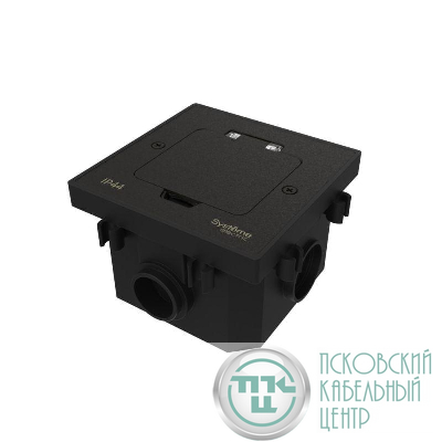 Лючок MultiDesk MDK20 на 2мод. IP44 с монтажной коробкой для бетонных полов черн. матов. SE MDK20202MBC
