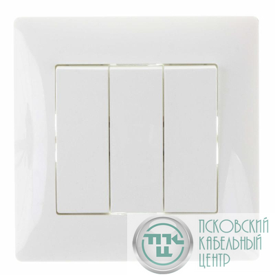 Выключатель 3-кл. СП Bravo 10А 250В механизм бел. GUSI С10В3-001