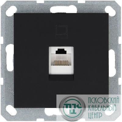 Розетка компьютерная 1-м RJ45 IP20 кат. 5E механизм черн. матов. soft touch Jasmart G6105PB