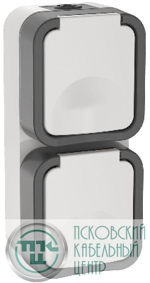 Розетка 2-м ОП TORS 16А IP55 TS232 вертик. с заземл. с крышкой бел. IEK TS-R26-16-55-V-K41