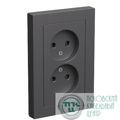 Розетка двойная AtlasDesign без заземл. со шторками16А в сборе базальт SE ATN001422