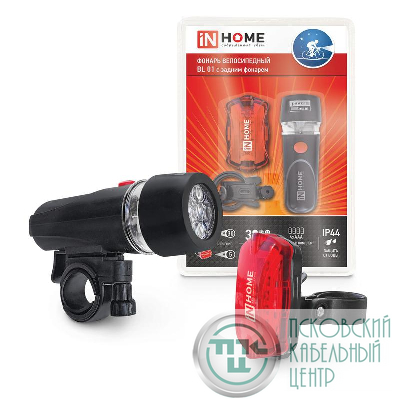 Фонарь велосипедный BL 01 5LED с задним фонарем 4AAA 3 реж. с кронштейном черн. IN HOME 4690612035192
