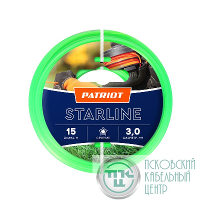 Леска Starline D3.0мм L15м 300-15-3 на пластиковой обойме блистерн. тип звезда зел. PATRIOT 805201066