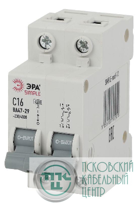Выключатель автоматический модульный 2п C 16А 4.5кА ВА 47-29 SIMPLE-mod-12 ЭРА Б0039229
