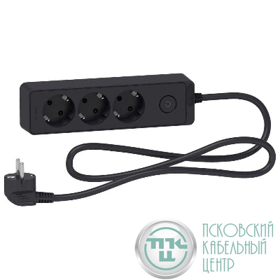 Удлинитель UNICA EXTEND 3 розетки 2К+З кабель 1.5м черн. SchE ST9431B