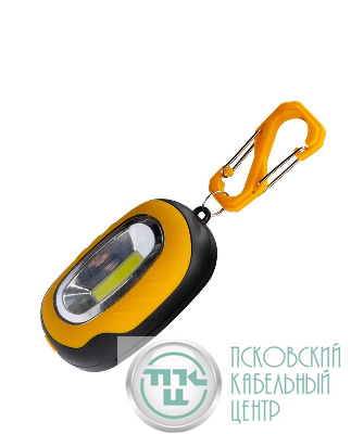 Фонарь брелок кемпинговый походный 1ВтCOBLED 3xAAA корпус ABS-пластик магнит на корпусе карабин КОСМОС KOC202B