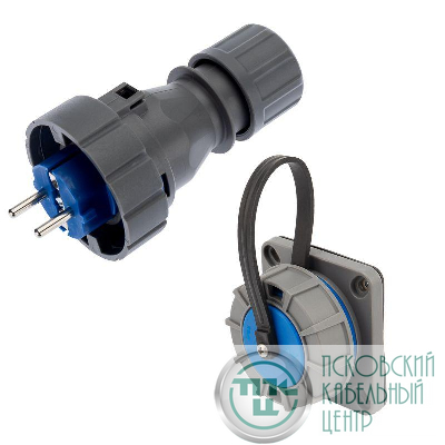 Набор розетка настенная фланцевая + вилка 16А IP68 Rexant 111-013-124