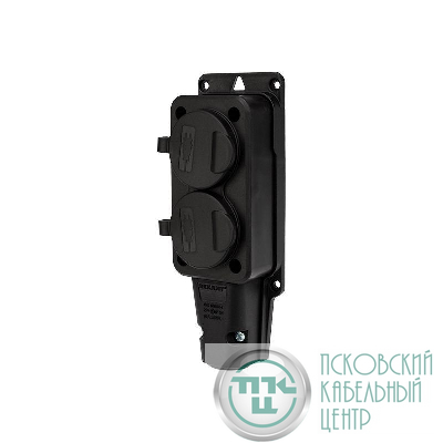 Розетка штепсельная двухместная влагозащ. с/з 16А IP54 каучук Rexant 111-112