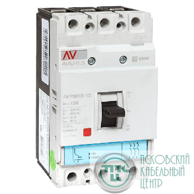 Выключатель автоматический 3п 125А 35кА AV POWER-1/3 TR AVERES EKF mccb-13-125-TR-av