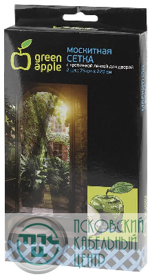 Сетка москитная на дверь 2штх75смх220см 2 шторы; крепежная лента Green Apple Б0032056