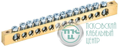 Шина PEN "земля-ноль" 8х12мм 14/2 (14групп/крепеж по краям) IEK YNN21-14-100