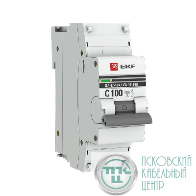 Выключатель автоматический модульный 1п C 100А 10кА ВА 47-100 PROxima EKF mcb47100-1-100C-pro