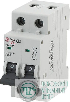 Выключатель автоматический модульный 2п C 13А ВА47-29 Pro NO-900-27 ЭРА Б0031759