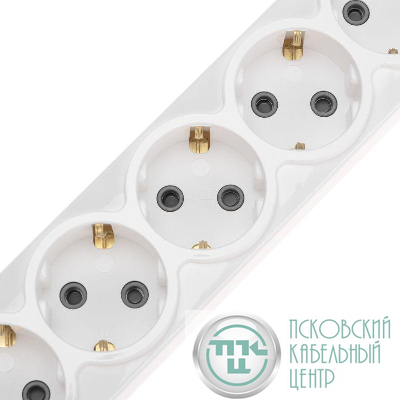 Колодка 6-м с заземл. PREMIUM бел. Rexant 13-4403
