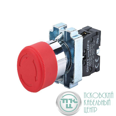 Кнопка управления "Грибок" NP2-BS442 d30мм 1НЗ IP40 с фиксацией без подсветки красн. (R) CHINT 574012
