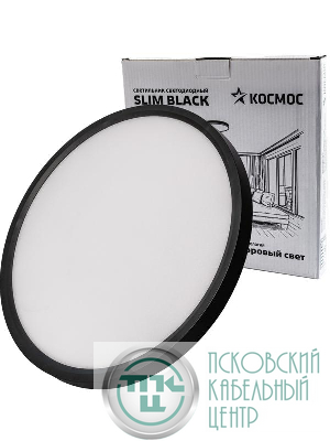Светильник светодиодный SLIM BLACK 38Вт 4500К IP40 2650лм 230В 400х25мм КОСМОС KSlim38w_B4500K