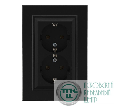 Розетка двойная с заземления Karea черн. Makel 56054082