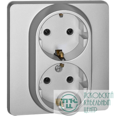 Розетка 2-м СП Inspiria 16А IP20 250В 2х2P+E немецк. стандарт механизм алюм. IEK 673752