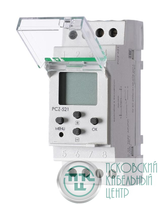 Реле времени PCZ-521 16А 24-264В AC/DC 1 перекл. IP20 1 канал-125 пар включ./выключ. суточн./недел. циклы монтаж на DIN-рейке F&F EA02.002.001