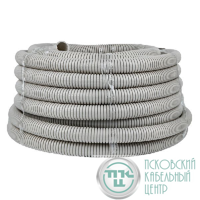 Труба гофрированная ПВХ d32мм с протяжкой сер. (уп.30м) Plast PROxima EKF tg-z-32-30