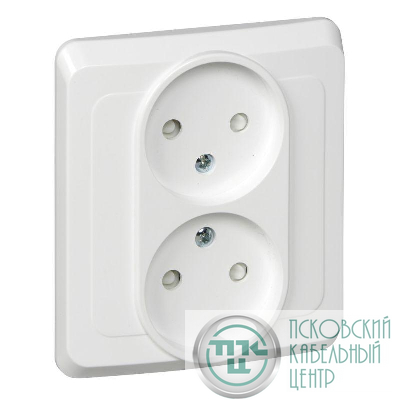 Розетка 2-м СП Этюд 16А IP20 250В без заземл. защ. шторки бел. SE PC16-006B