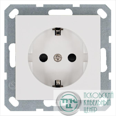 Розетка 1-м Shuko 16А IP20 с заземл. защ. шторки механизм бел. глянцевый Jasmart G5501W