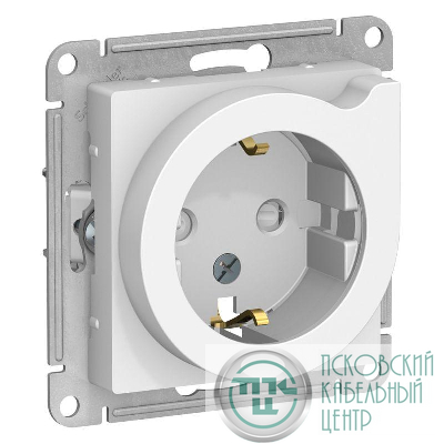 Розетка 1-м СП AtlasDesign 16А IP20 с заземл. защ. шторки с выталк. вилки механизм бел. SE ATN000147