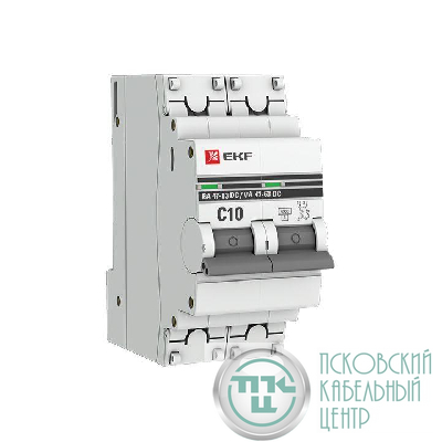 Выключатель автоматический модульный 2п C 10А 6кА ВА 47-63 DC PROxima EKF mcb4763-DC-2-10C-pro
