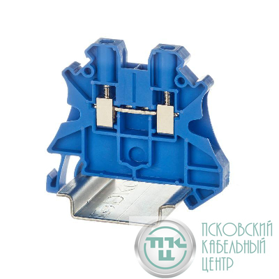 Клемма проходная винтовой зажим 2 точки подключения 4кв.мм син. DKC TUR-4-BU