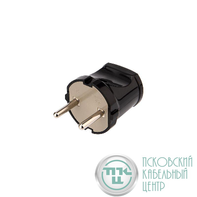 Вилка прямая 6А без заземл. черн. Rexant 11-8934