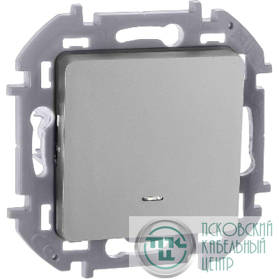 Выключатель 1-кл. Inspiria 10А IP20 250В 10AX с подсветкой/индикацией механизм алюм. IEK 673612