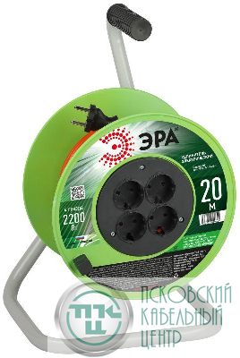 Удлинитель на катушке 4х20м без заземл. RP-4-2x1.0-20m ПВС 2х1 Эра Б0059781