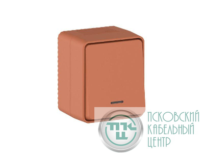 Выключатель 1-кл. ОП AtlasDesign PROFI IP54 10AX с подсветкой терракот. SE ATN547013