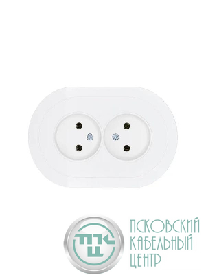 Розетка 2-м СП OSEN без заземл. ПБТ круглая бел. LEZARD 744-0200-128B